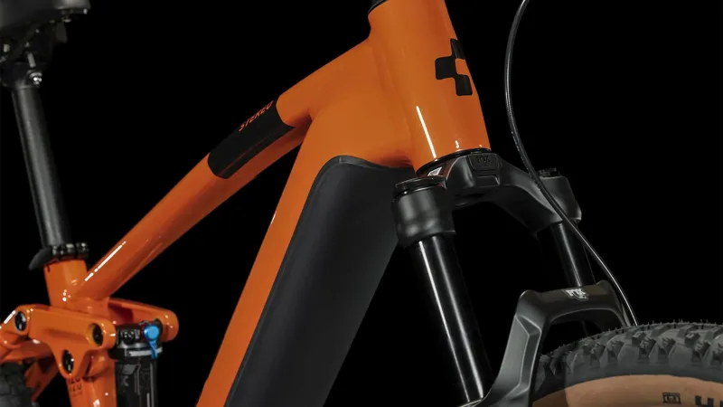 Cube Stereo Hybrid 120 Race 750 eMountain Bike in Spark Orange-5